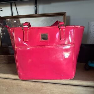 Dooney & Bourke Hot Pink Tote Bag 9x15x6 used , see comments for flaws.